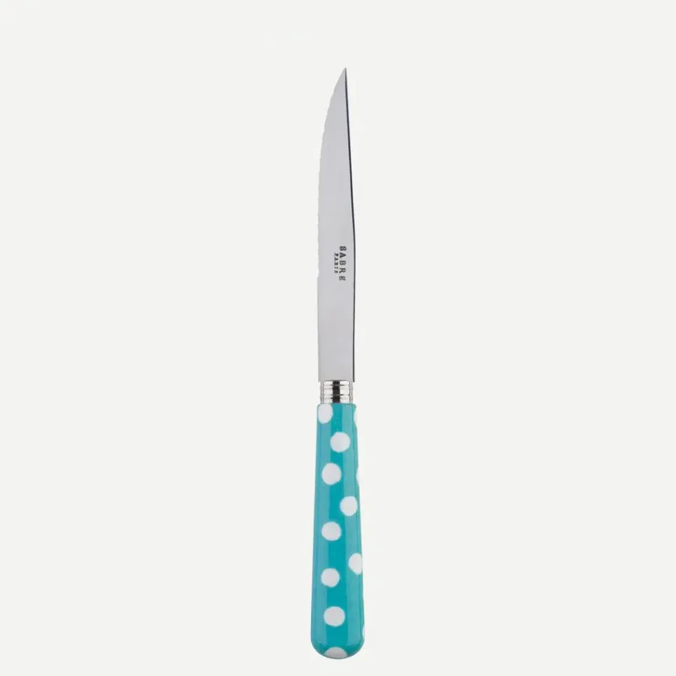 White Dots Turquoise Steak Knife 9"