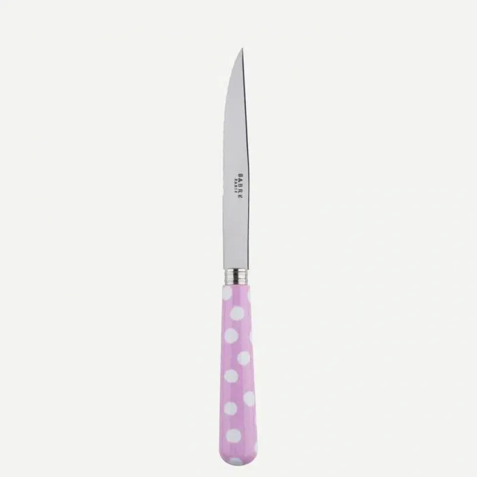 White Dots Pink Steak Knife 9"