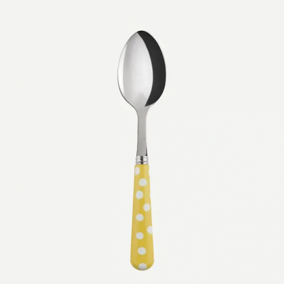 White Dots Yellow Dessert Spoon 7.5"