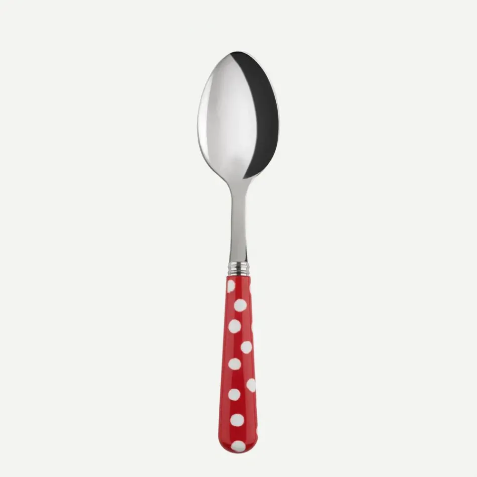 White Dots Red Dessert Spoon 7.5"