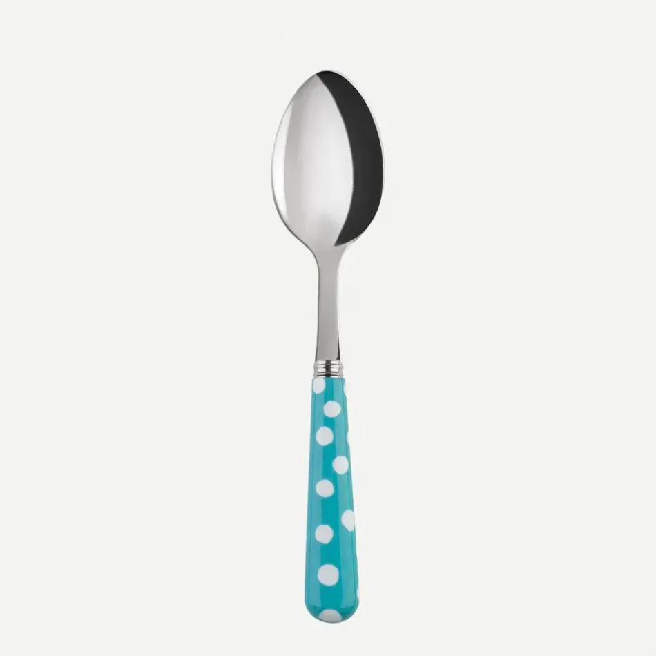 White Dots Turquoise Dessert Spoon 7.5"