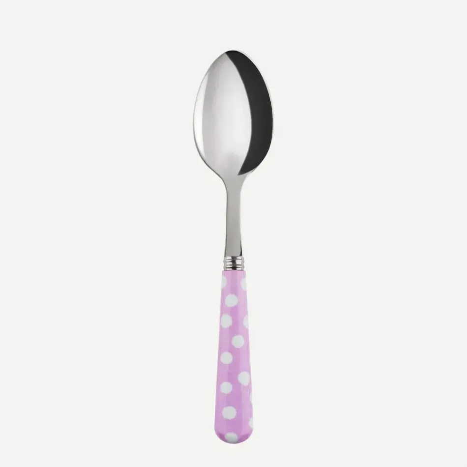 White Dots Pink Dessert Spoon 7.5"