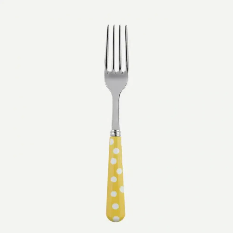 White Dots Yellow Salad Fork 7.5"