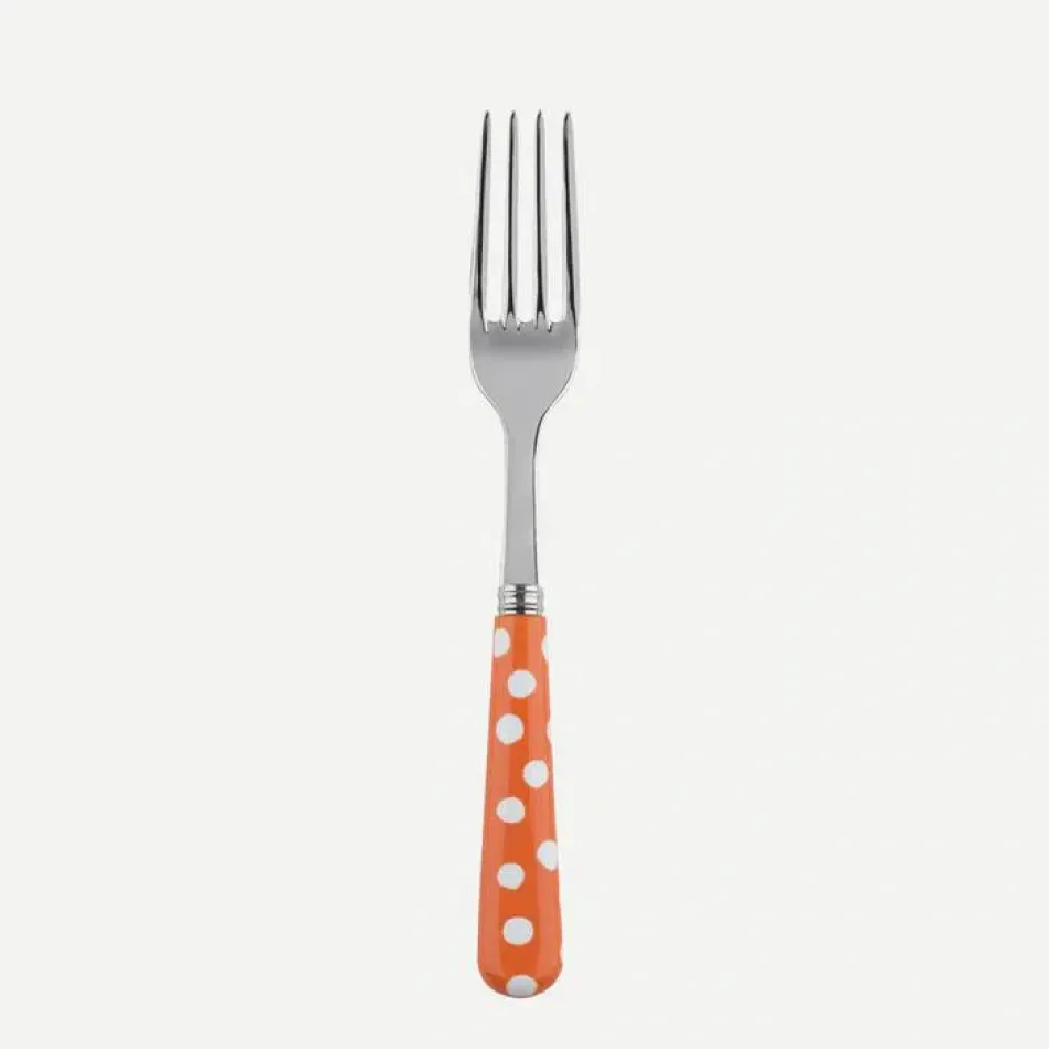 White Dots Orange Salad Fork 7.5"