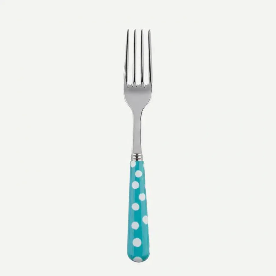 White Dots Turquoise Salad Fork 7.5"