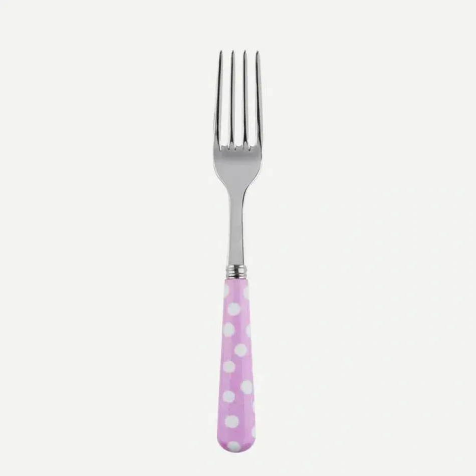 White Dots Pink Salad Fork 7.5"
