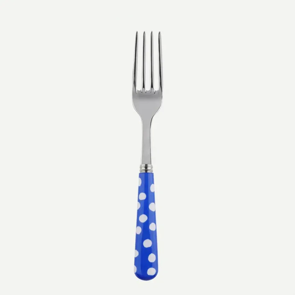 White Dots Lapis Blue Salad Fork 7.5"