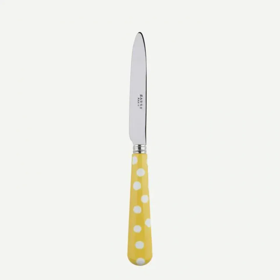 White Dots Yellow Dessert Knife 8"