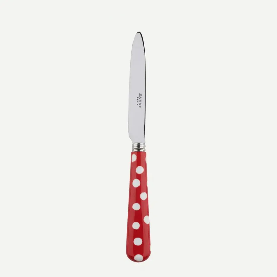 White Dots Red Dessert Knife 8"