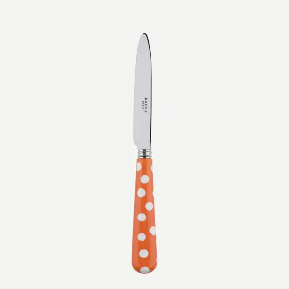 White Dots Orange Dessert Knife 8"