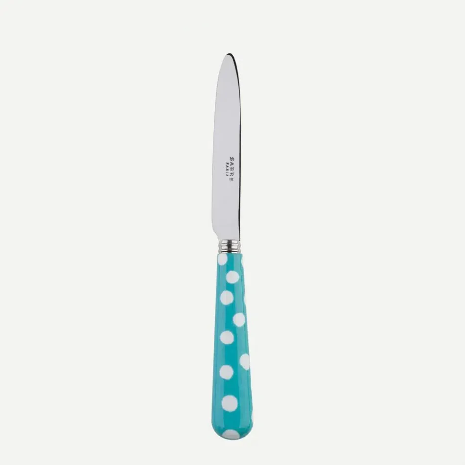 White Dots Turquoise Dessert Knife 8"