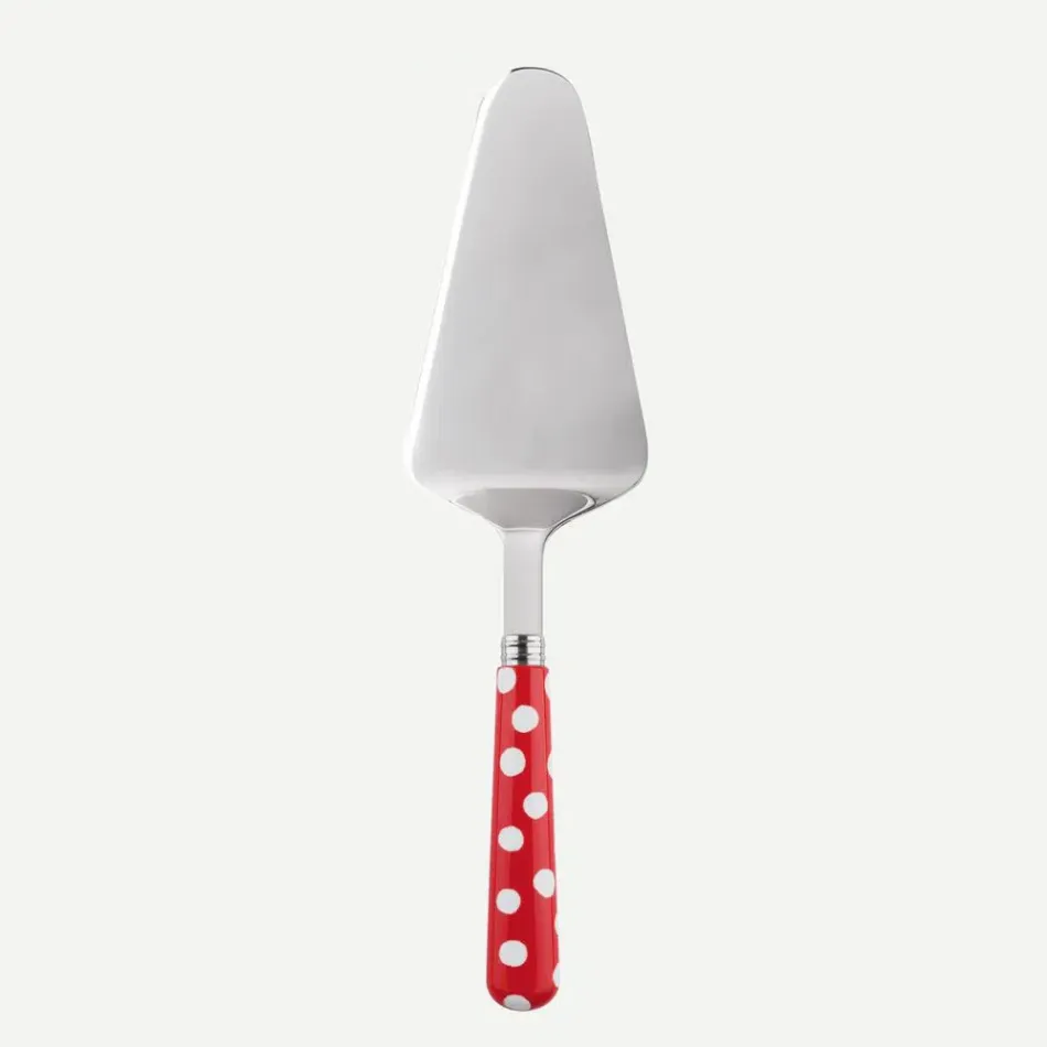 White Dots Red Tart Slicer 10"