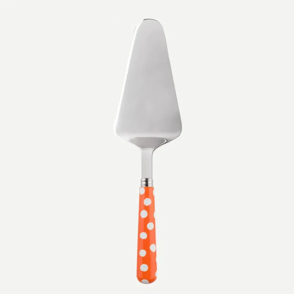 White Dots Orange Tart Slicer 10"