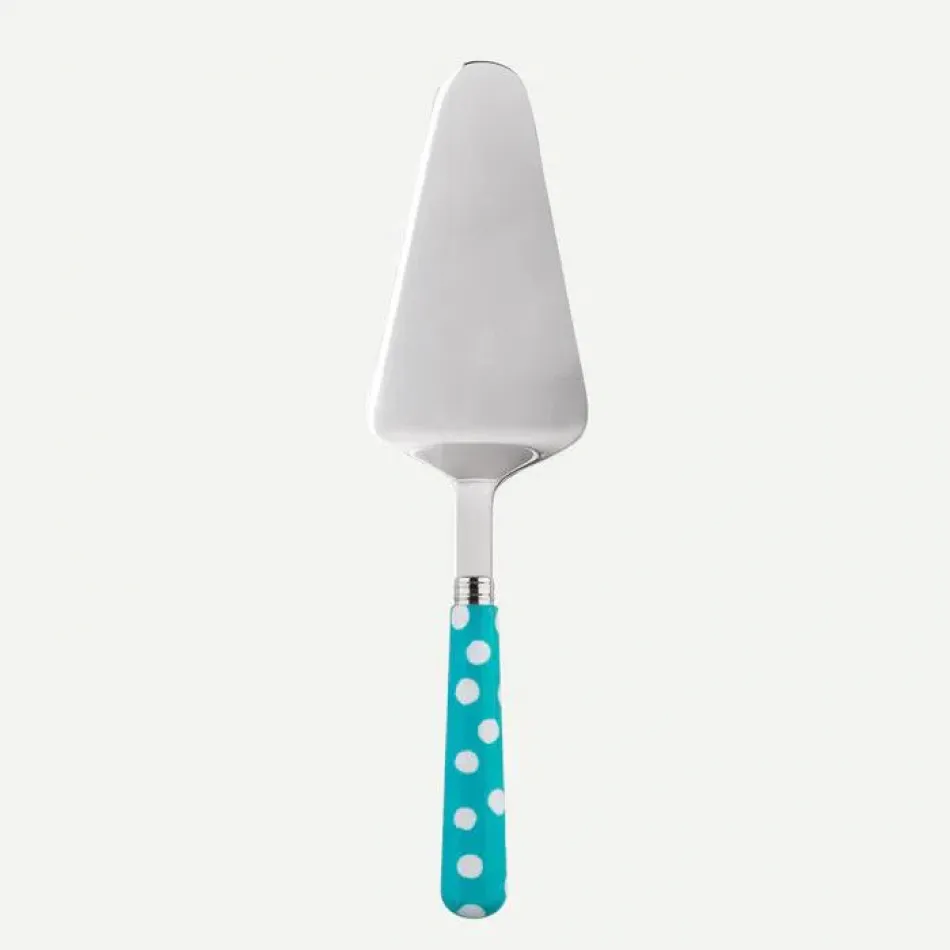 White Dots Turquoise Tart Slicer 10"