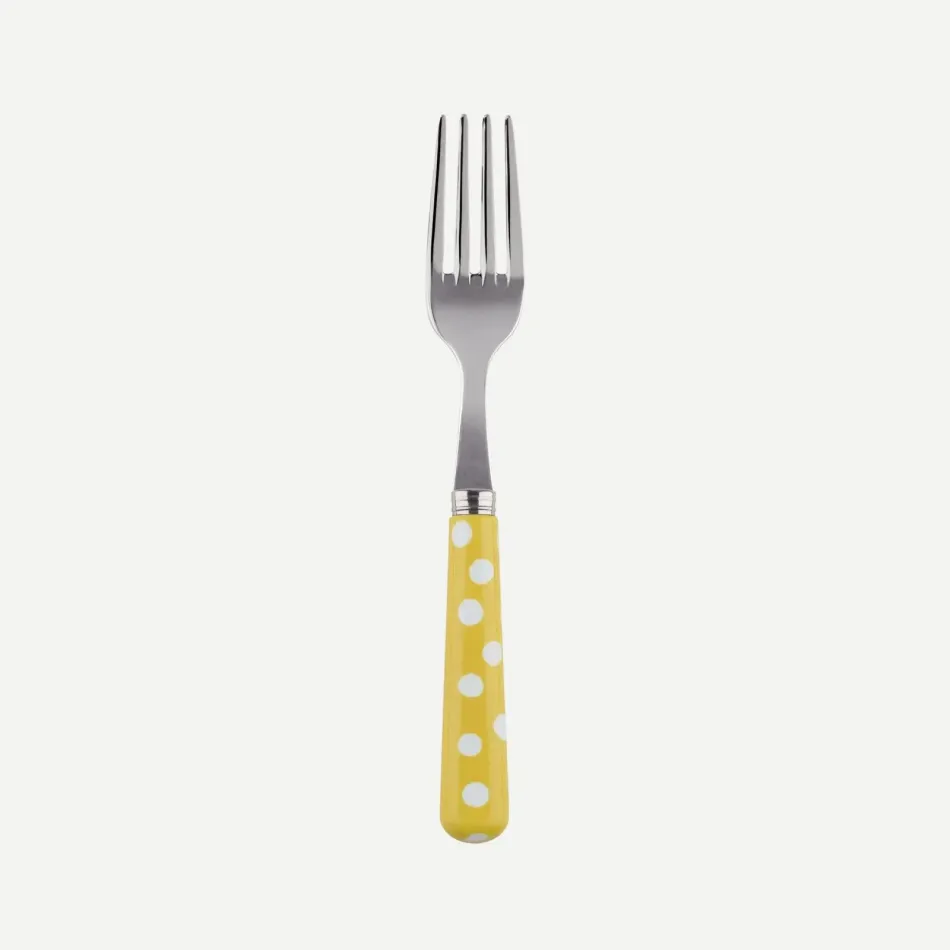 White Dots Yellow Cake Fork 6.5"