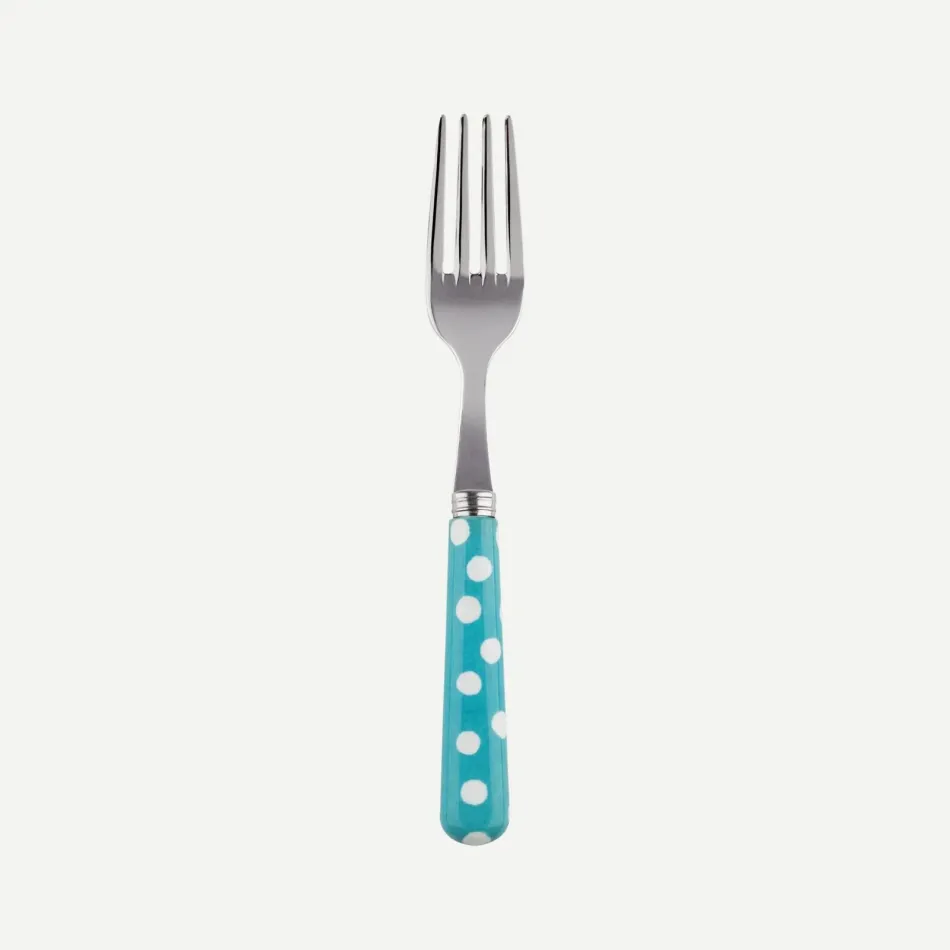 White Dots Turquoise Cake Fork 6.5"