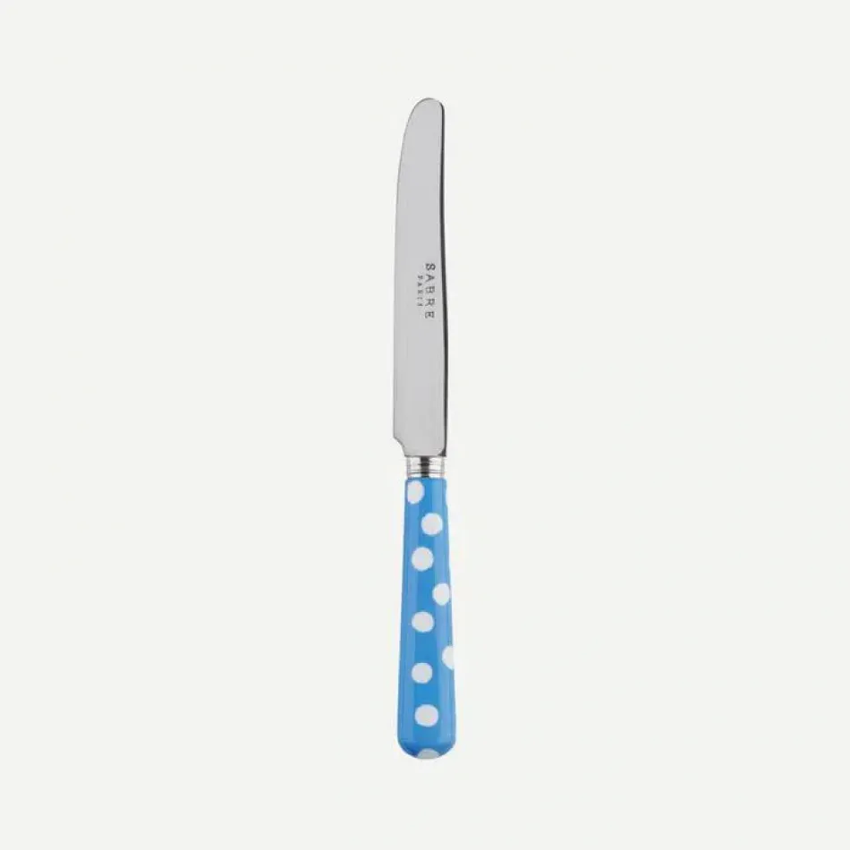 White Dots Light Blue Breakfast Knife 6.75"