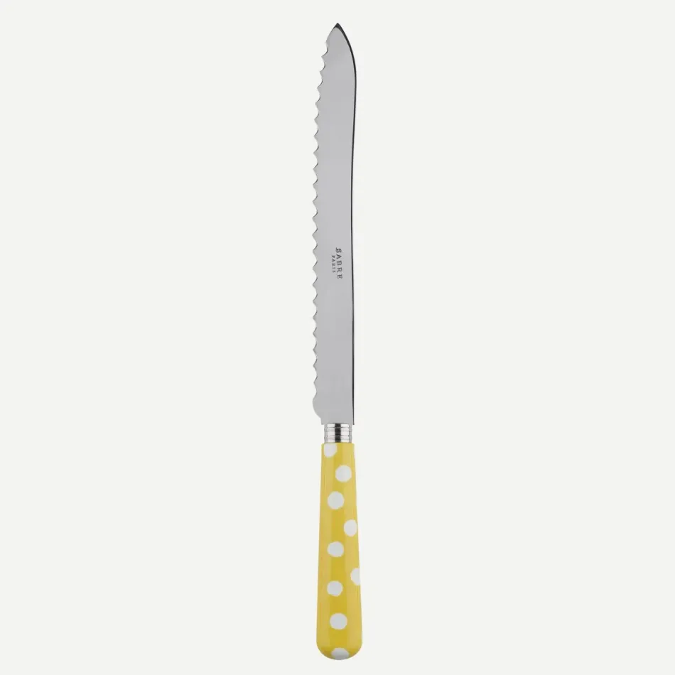 White Dots Yellow Bread Knife 11"