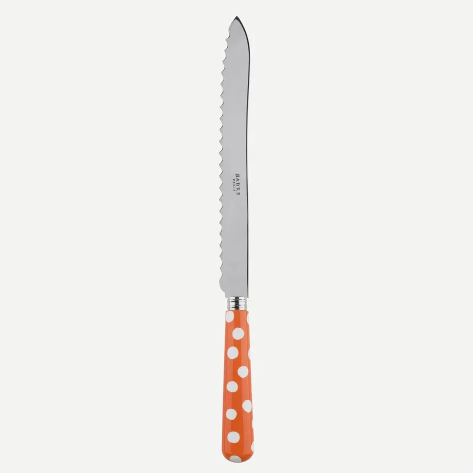 White Dots Orange Bread Knife 11"