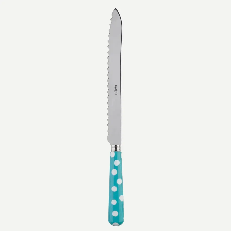 White Dots Turquoise Bread Knife 11"