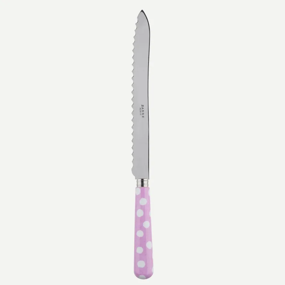 White Dots Pink Bread Knife 11"