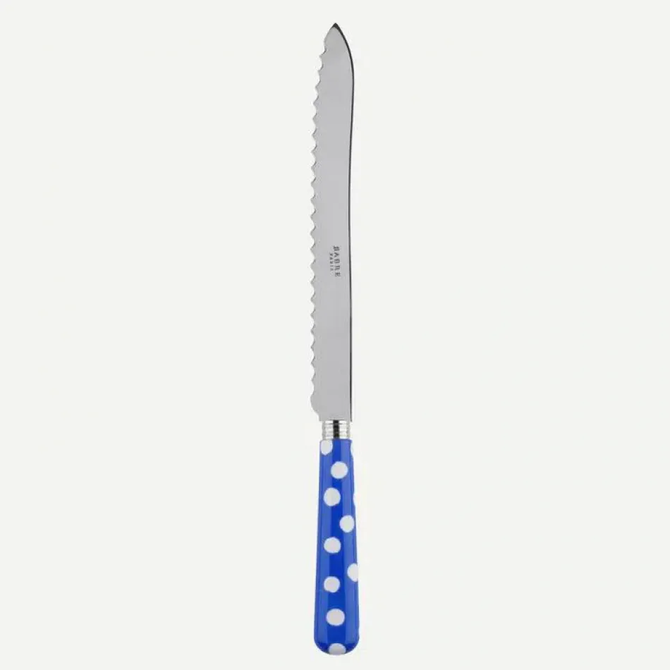 White Dots Lapis Blue Bread Knife 11"