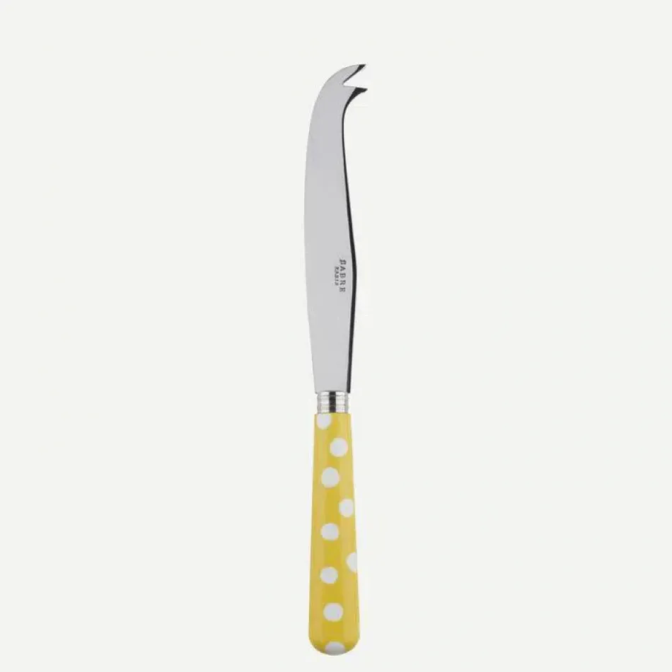 White Dots Yellow Large Cheese Knife 9.5"