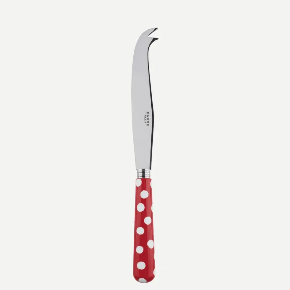 White Dots Red Large Cheese Knife 9.5"