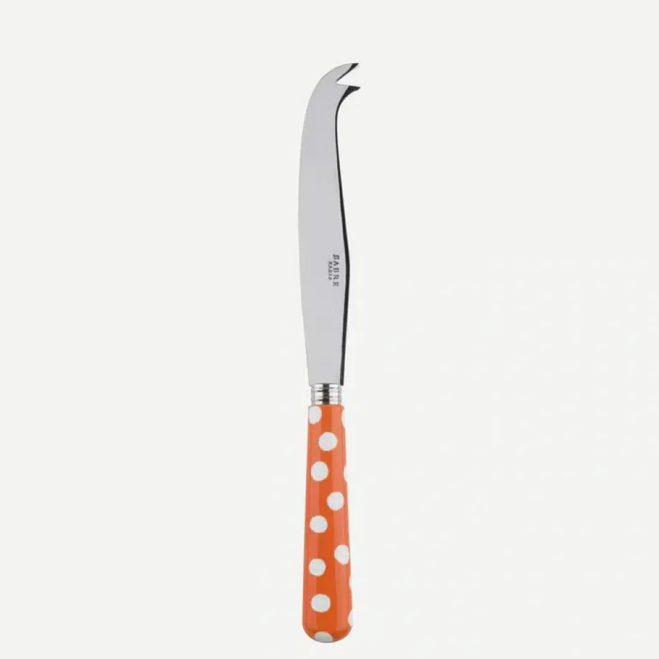 White Dots Orange Large Cheese Knife 9.5"