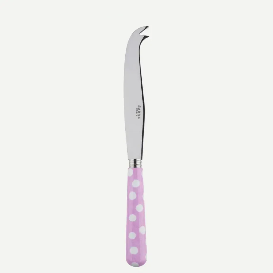 White Dots Pink Large Cheese Knife 9.5"