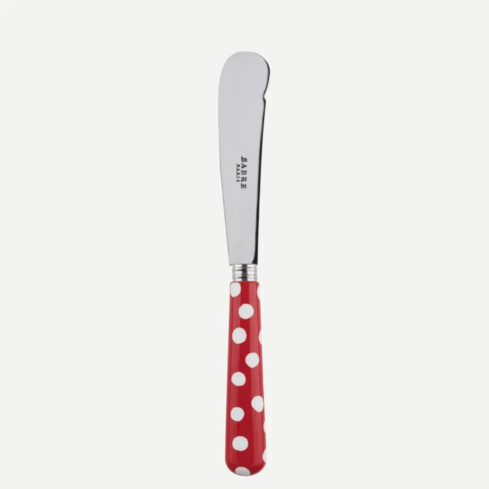 White Dots Red Butter Knife 7.75"