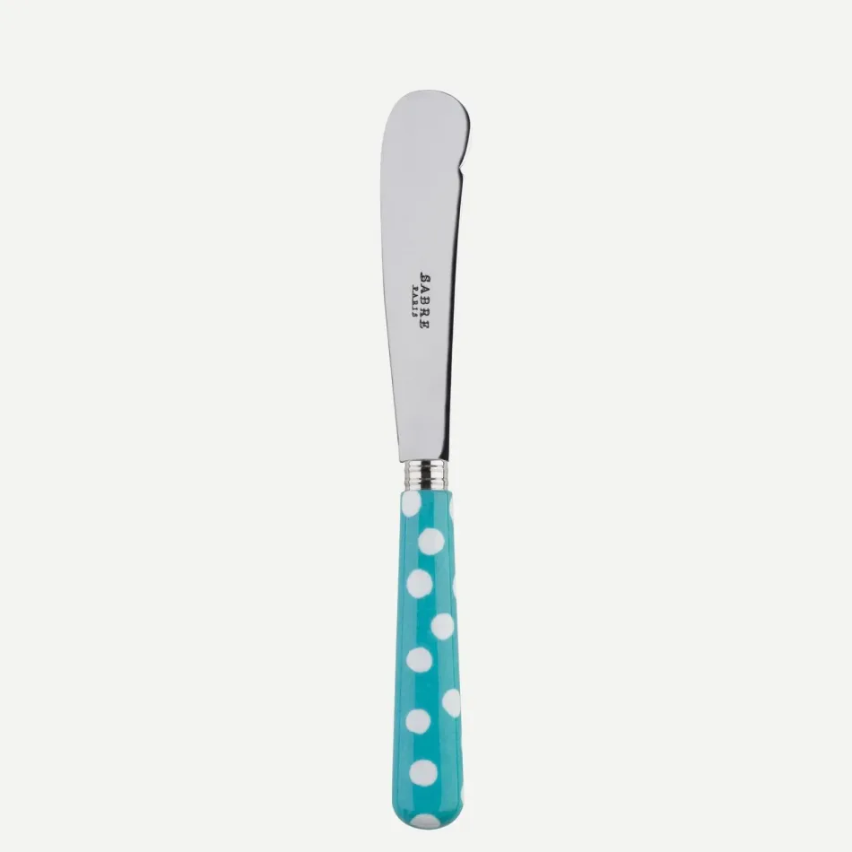 White Dots Turquoise Butter Knife 7.75"