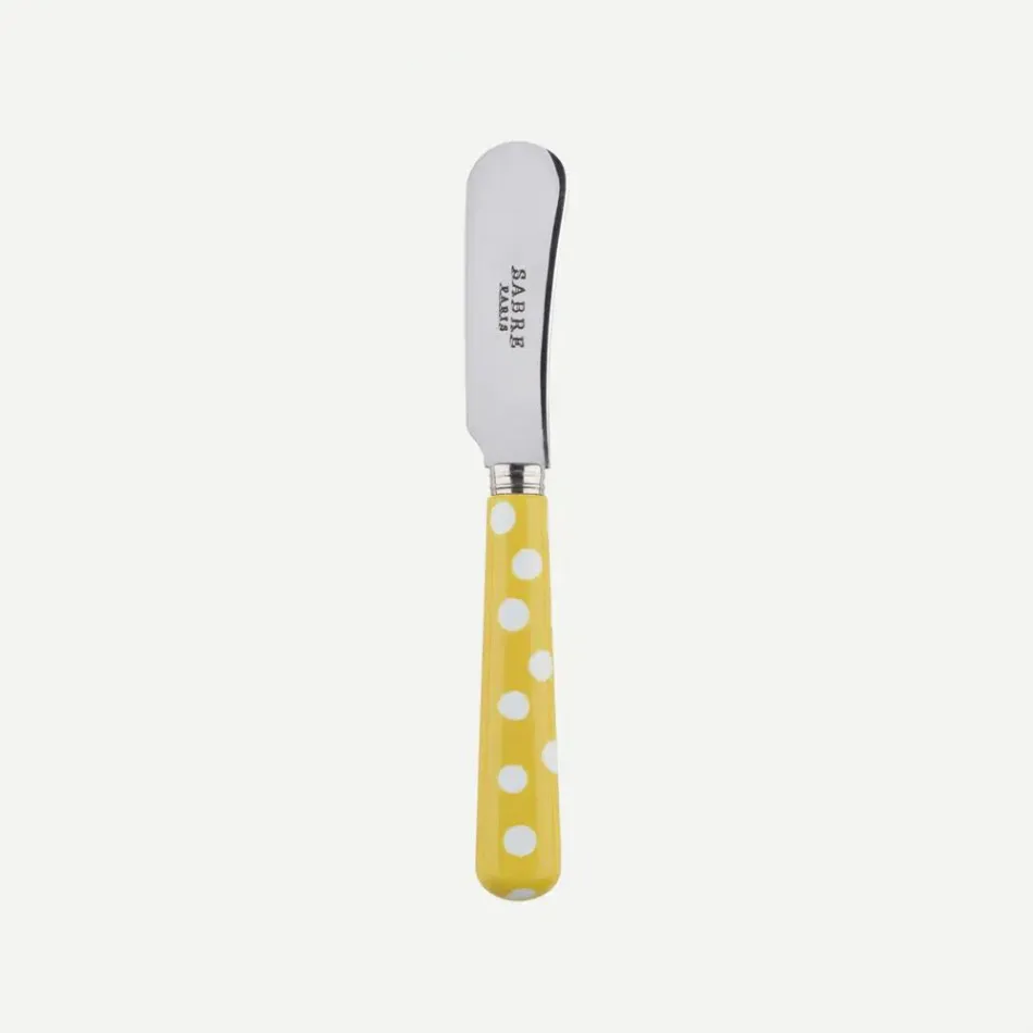 White Dots Yellow Butter Spreader 5.5"