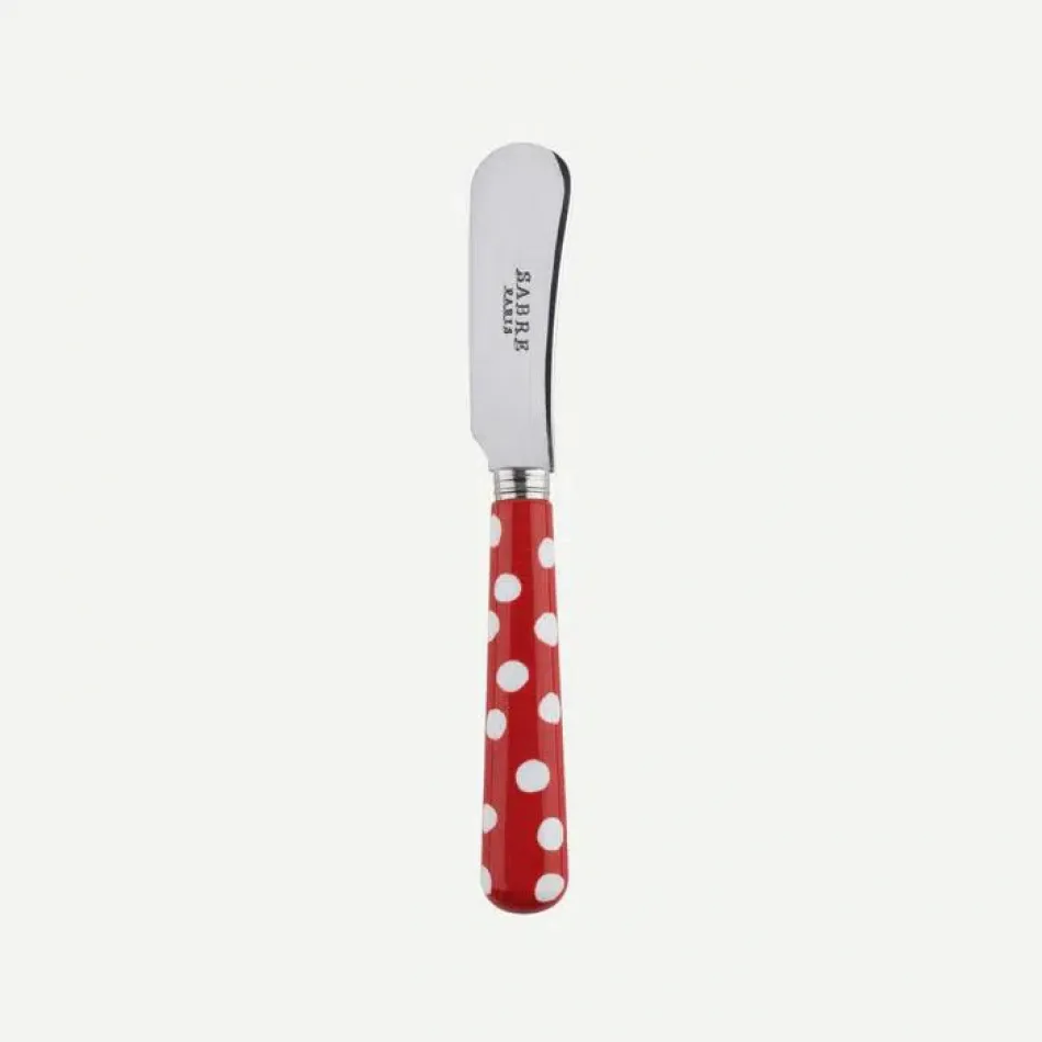 White Dots Red Butter Spreader 5.5"