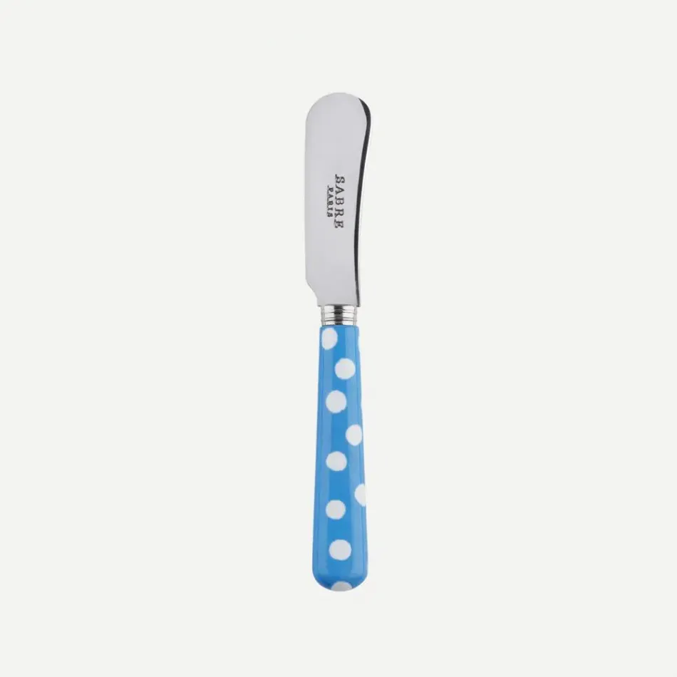 White Dots Light Blue Butter Spreader 5.5"