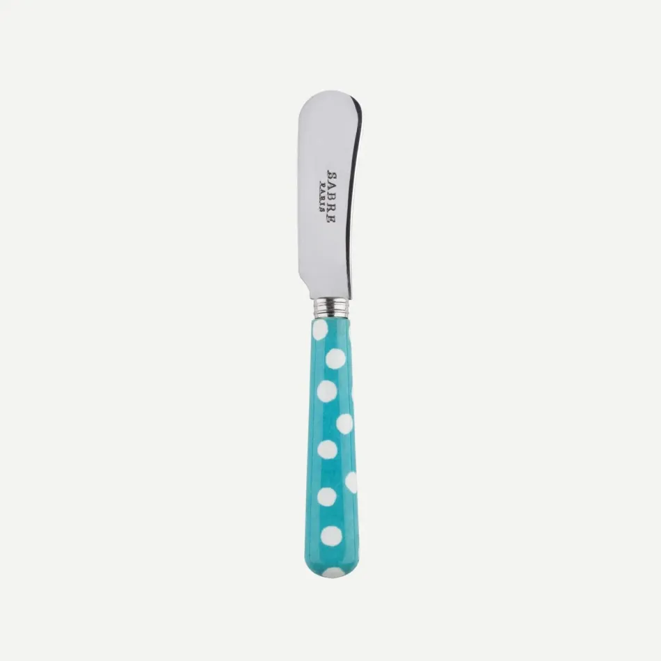 White Dots Turquoise Butter Spreader 5.5"