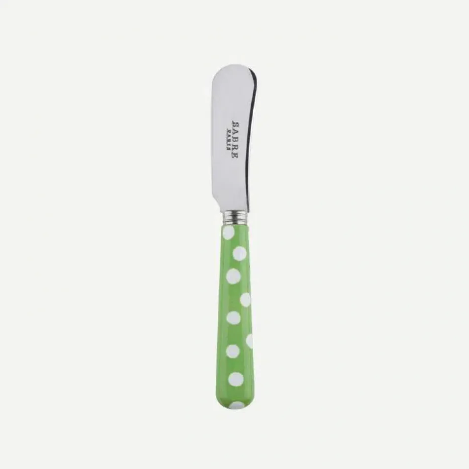 White Dots Garden Green Butter Spreader 5.5"