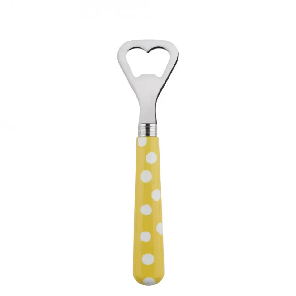 White Dots Yellow Bottle Opener 6.25"