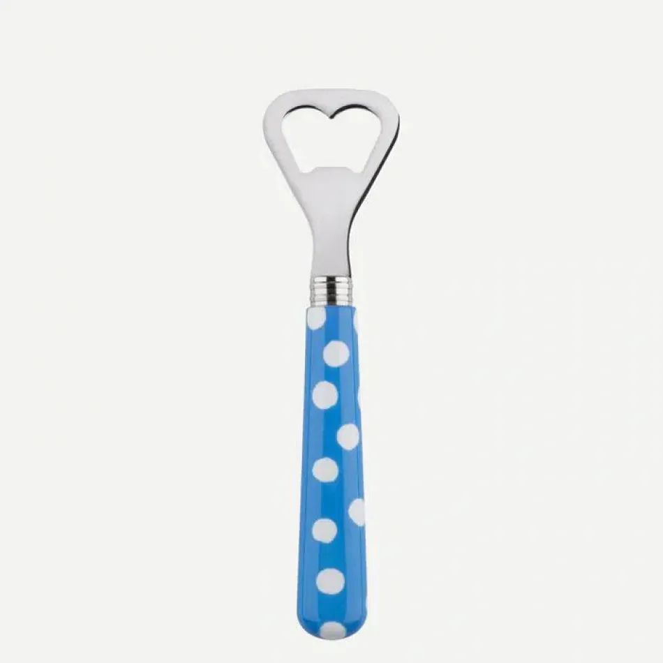 White Dots Light Blue Bottle Opener 6.25"