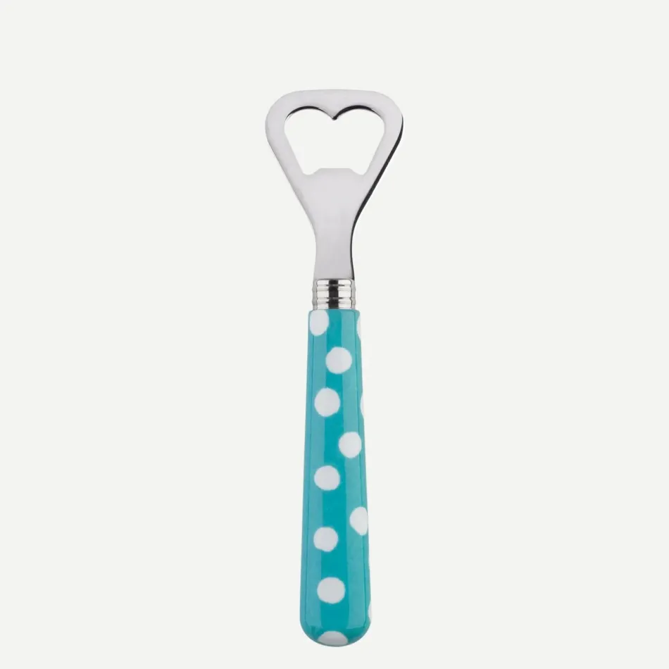 White Dots Turquoise Bottle Opener 6.25"