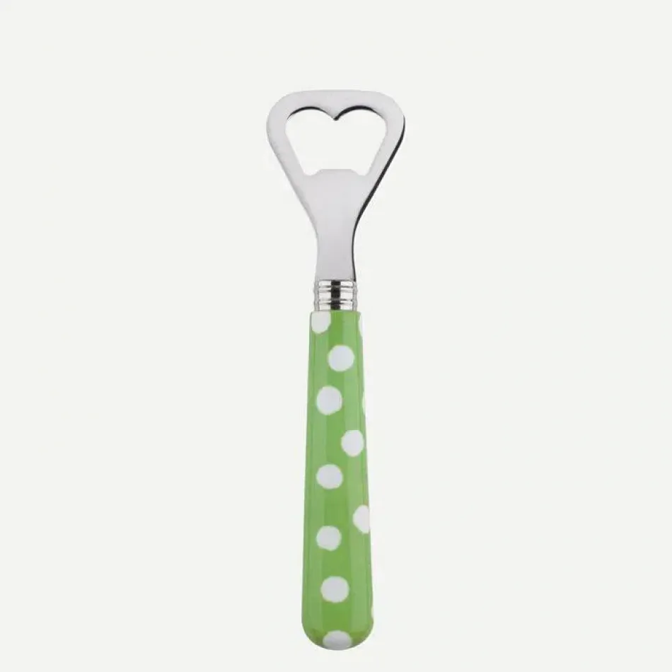 White Dots Garden Green Bottle Opener 6.25"