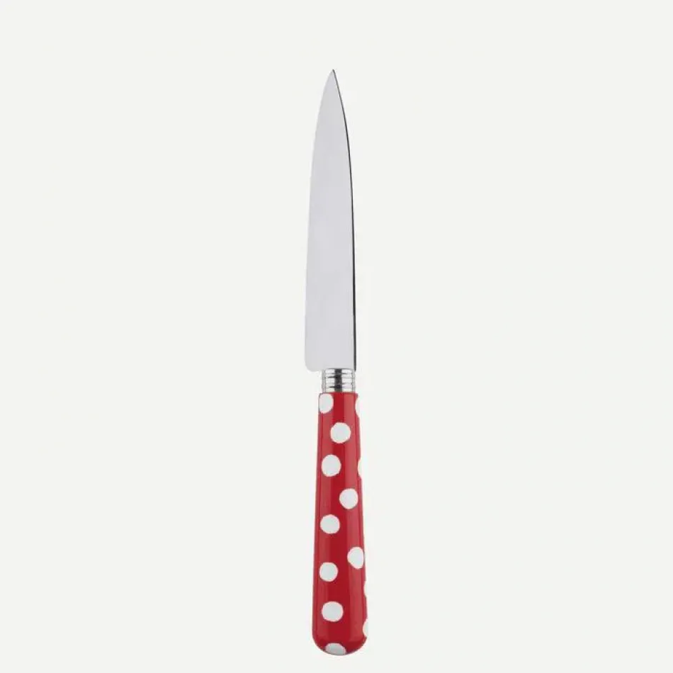 White Dots Red Kitchen Knife 8.25"