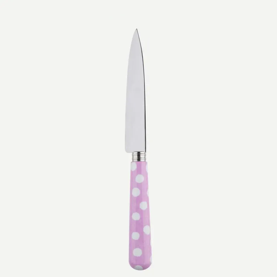 White Dots Pink Kitchen Knife 8.25"