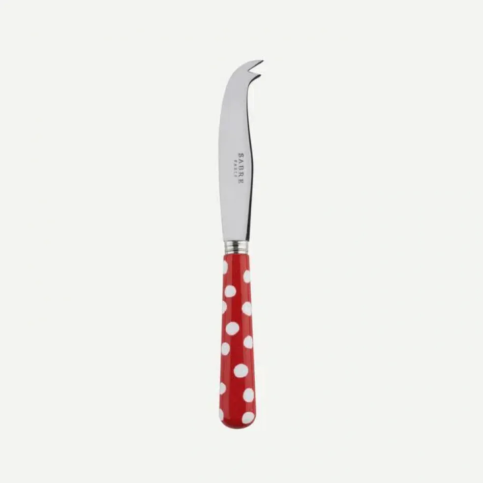 White Dots Red Small Cheese Knife 6.75"