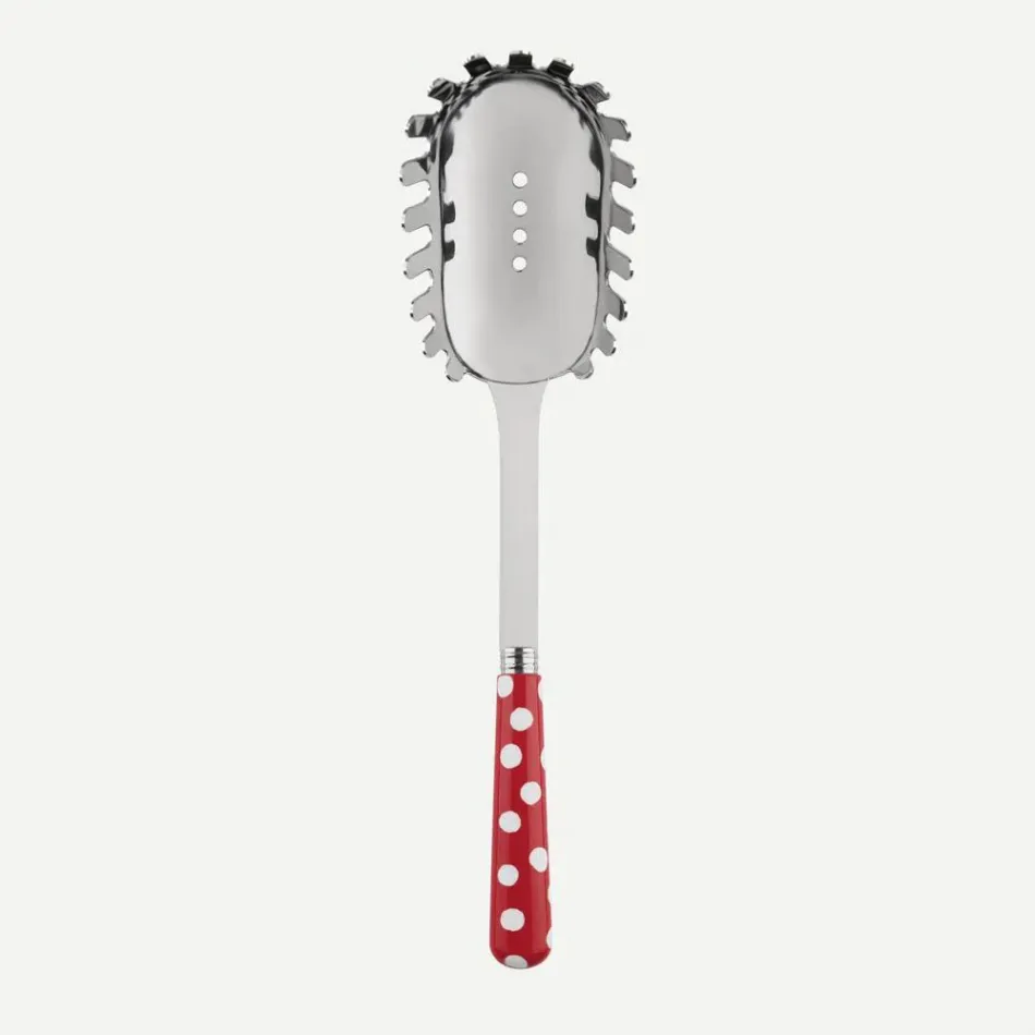 White Dots Red Spaghetti Spoon 10.5"