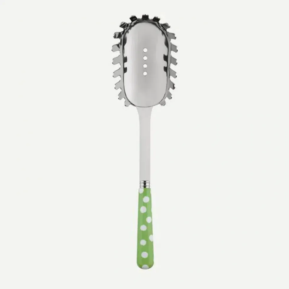 White Dots Garden Green Spaghetti Spoon 10.5"