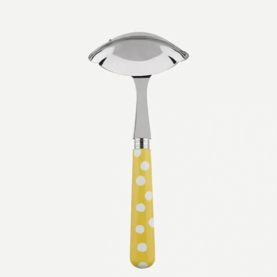 White Dots Yellow Gravy Ladle 7.5"