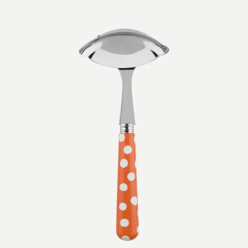 White Dots Orange Gravy Ladle 7.5"