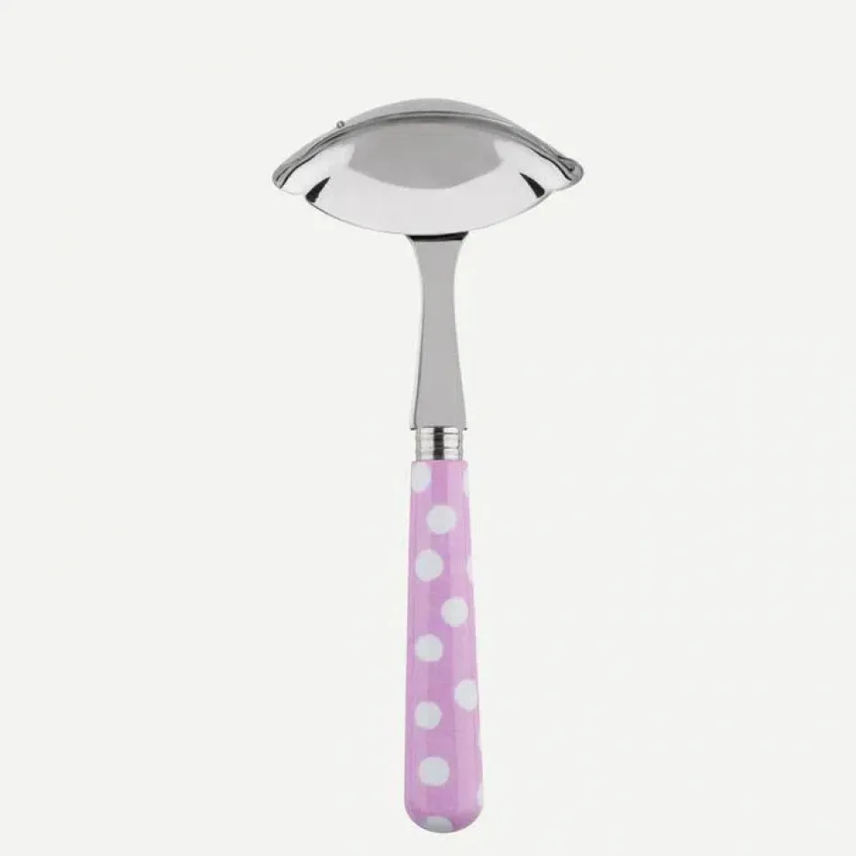 White Dots Pink Gravy Ladle 7.5"