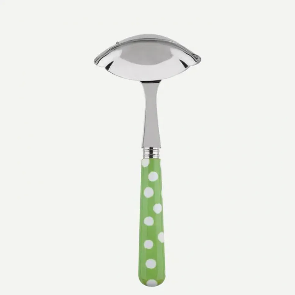 White Dots Garden Green Gravy Ladle 7.5"